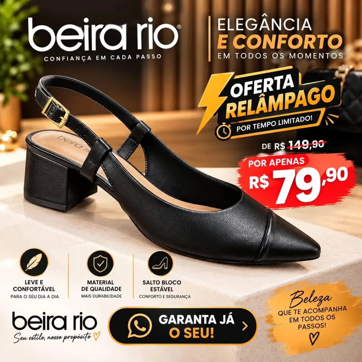 Chanel Beira Rio bico fino preto