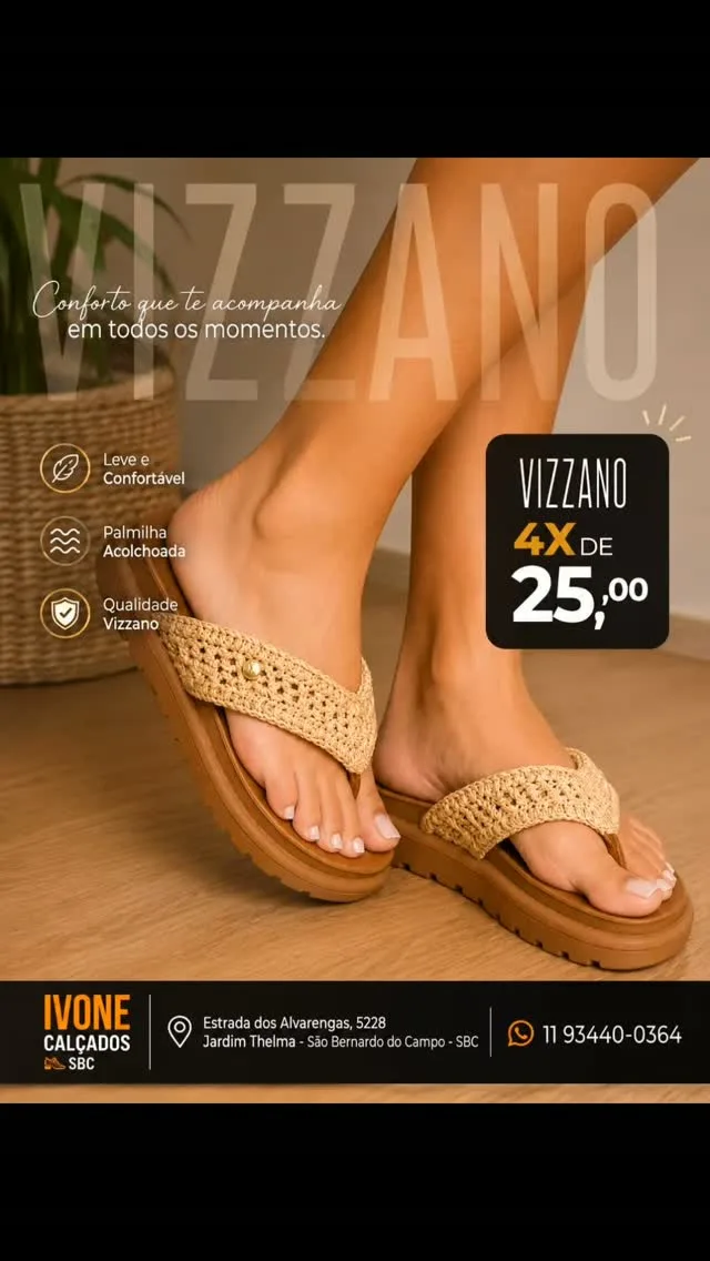 Chinelo Vizzano de tricô camel