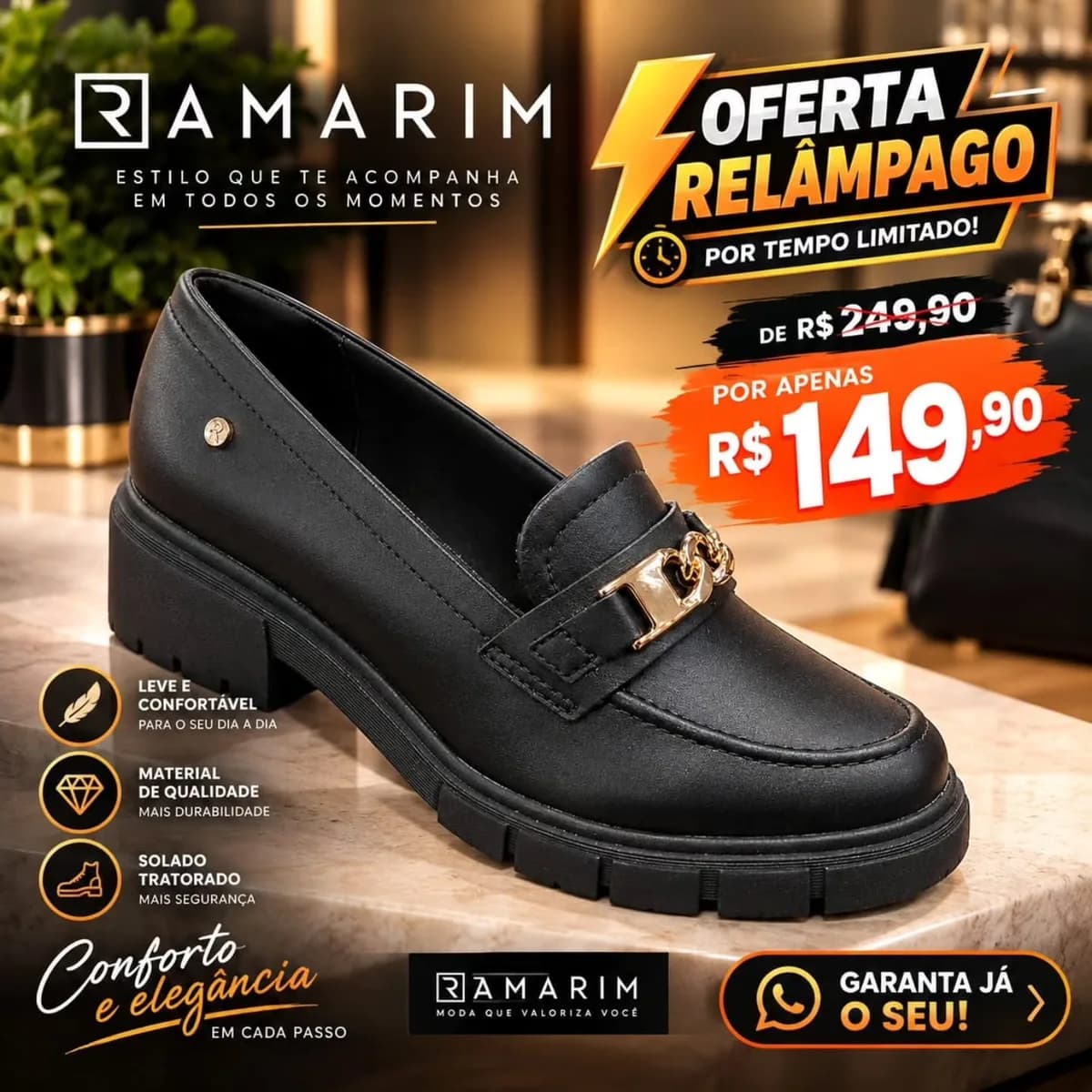 Mocassim tratorado Ramarim preto