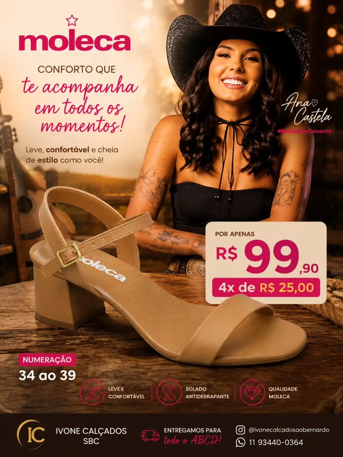 Sandália Moleca Ana Castela camel