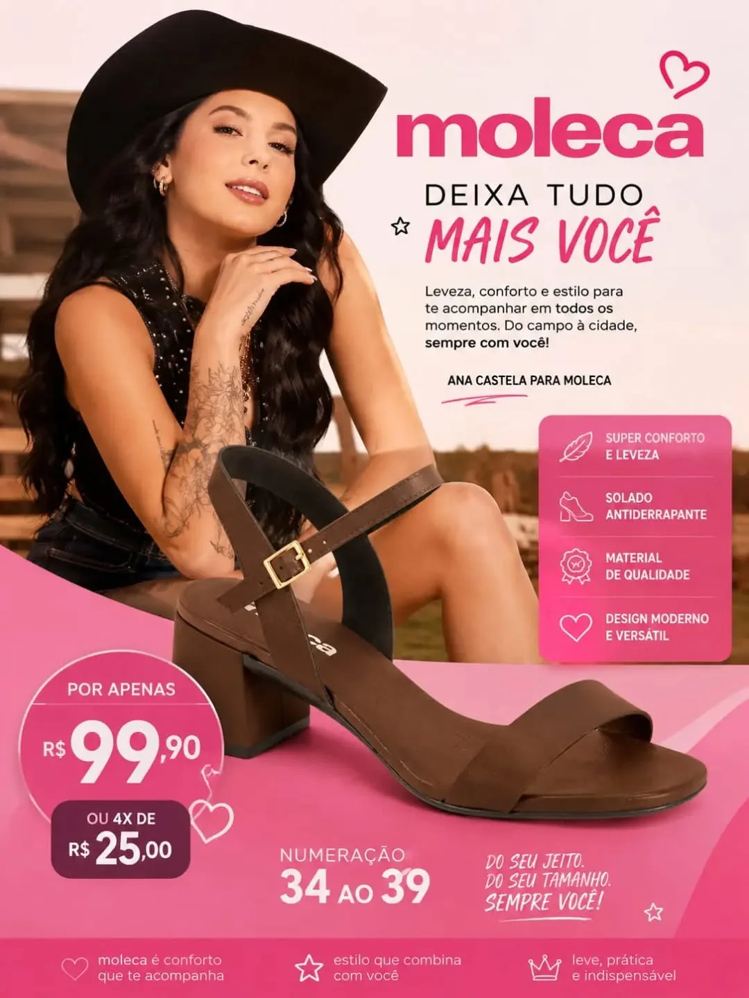 Sandália Moleca Ana Castela chocolate