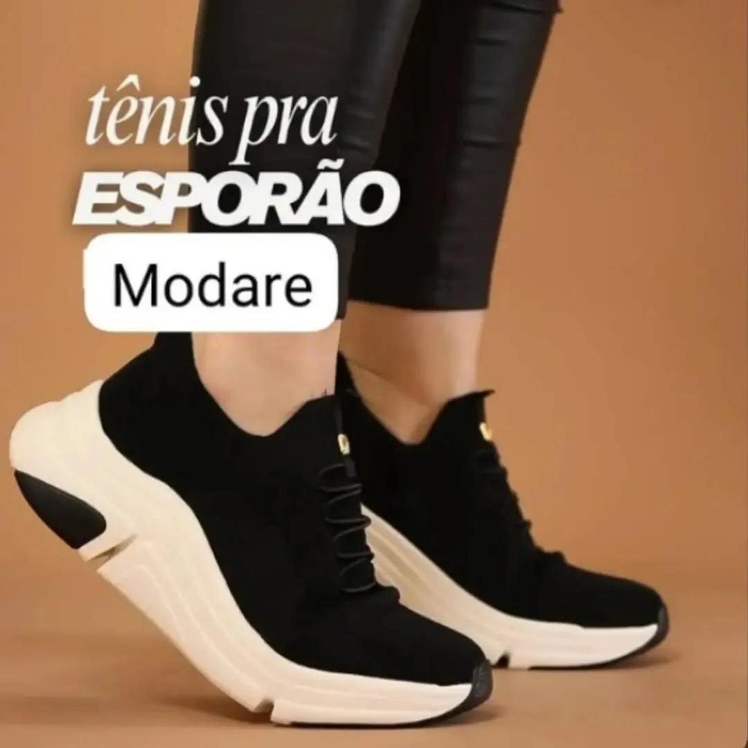 Tênis Modare preto com solado claro